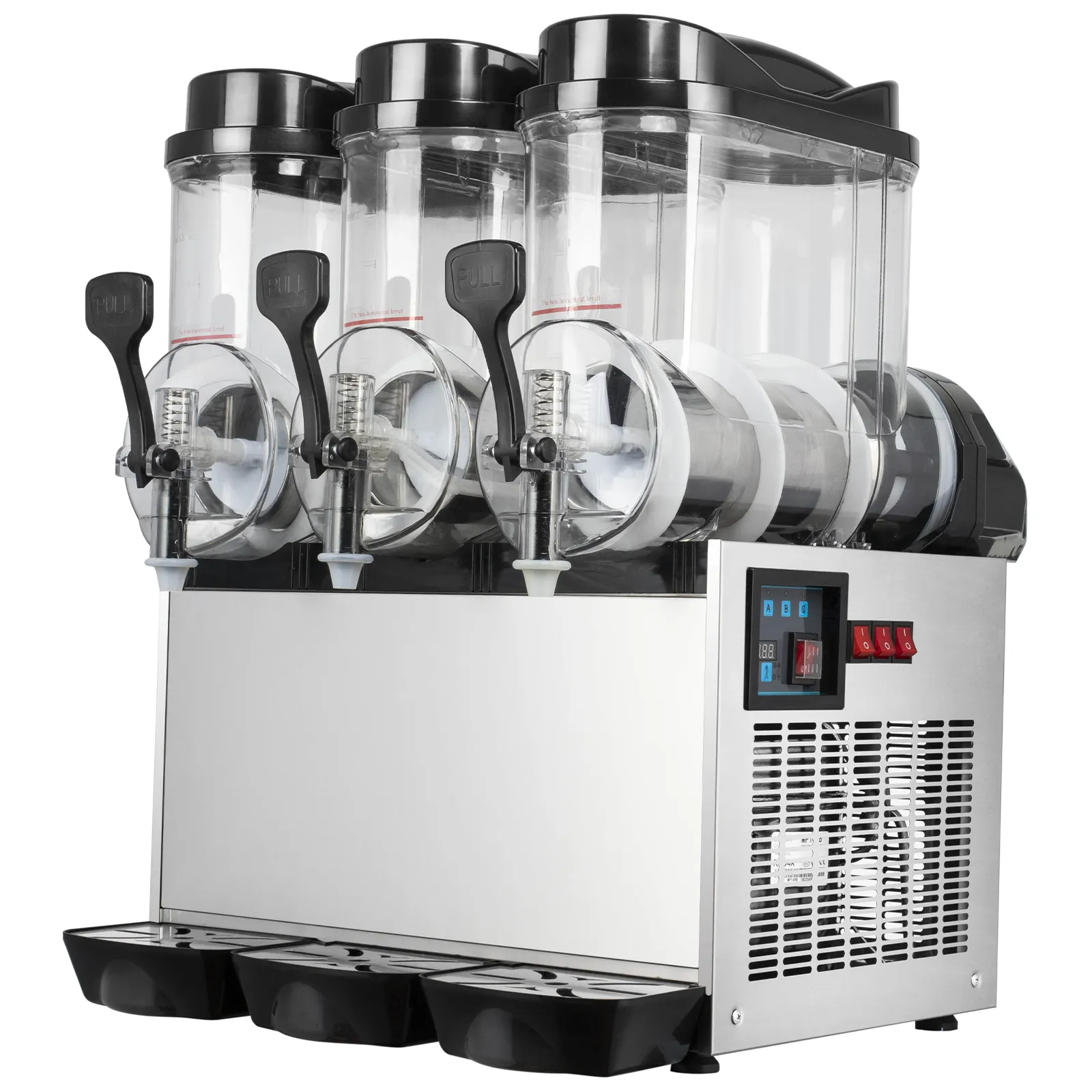 TECSPACE 45L 3 Tank 110V Commercial Slushy Machine 1100W Stainless Steel Margarita Smoothie Frozen Drink Maker