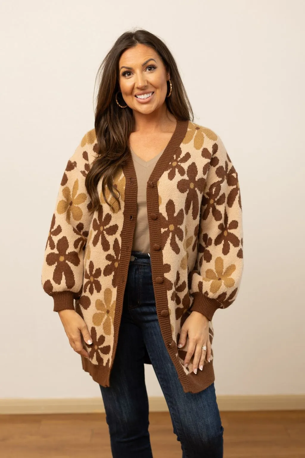 The Arabella Brown Floral Cardigan