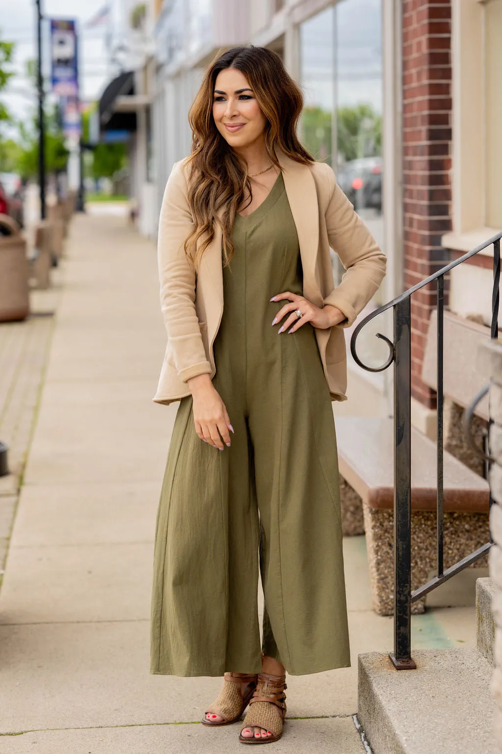 Tie Strap Relaxed V Jumpsuit