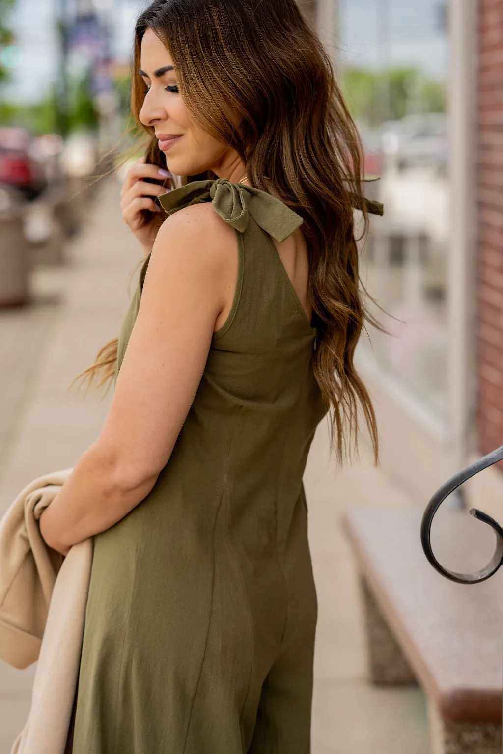 Tie Strap Relaxed V Jumpsuit