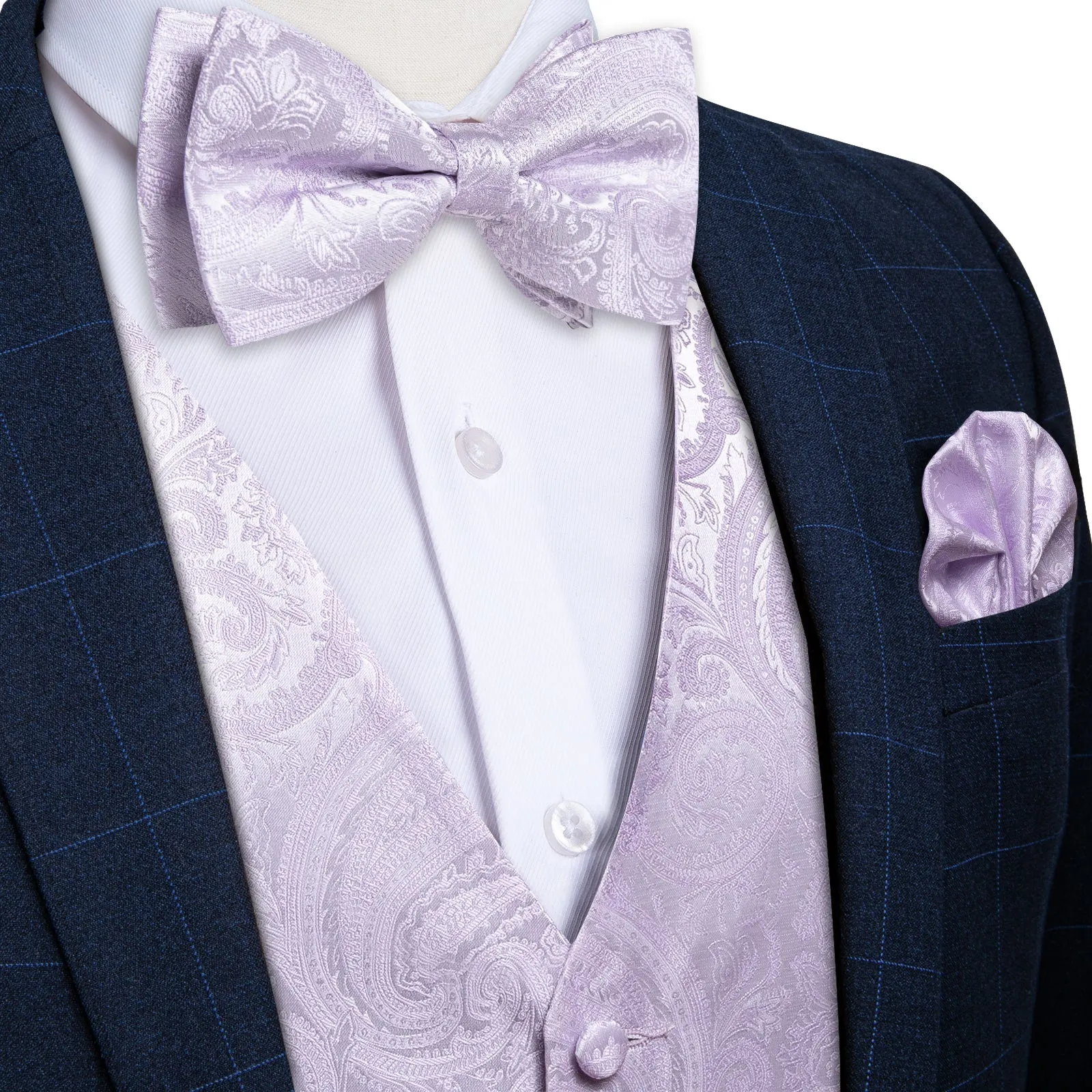 Ties2you Men's Vest Light Plum Paisley Vest Bow Tie Set