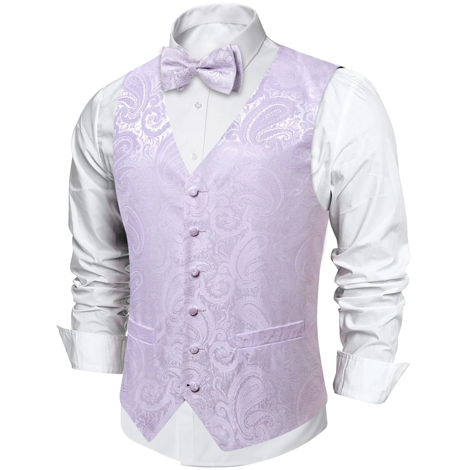 Ties2you Men's Vest Light Plum Paisley Vest Bow Tie Set