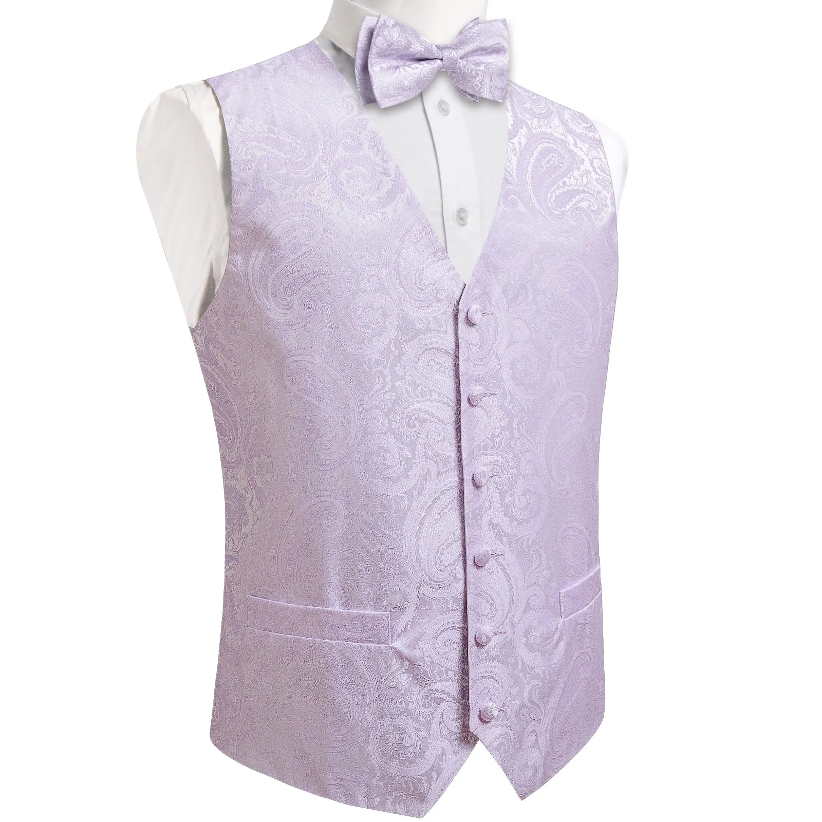 Ties2you Men's Vest Light Plum Paisley Vest Bow Tie Set