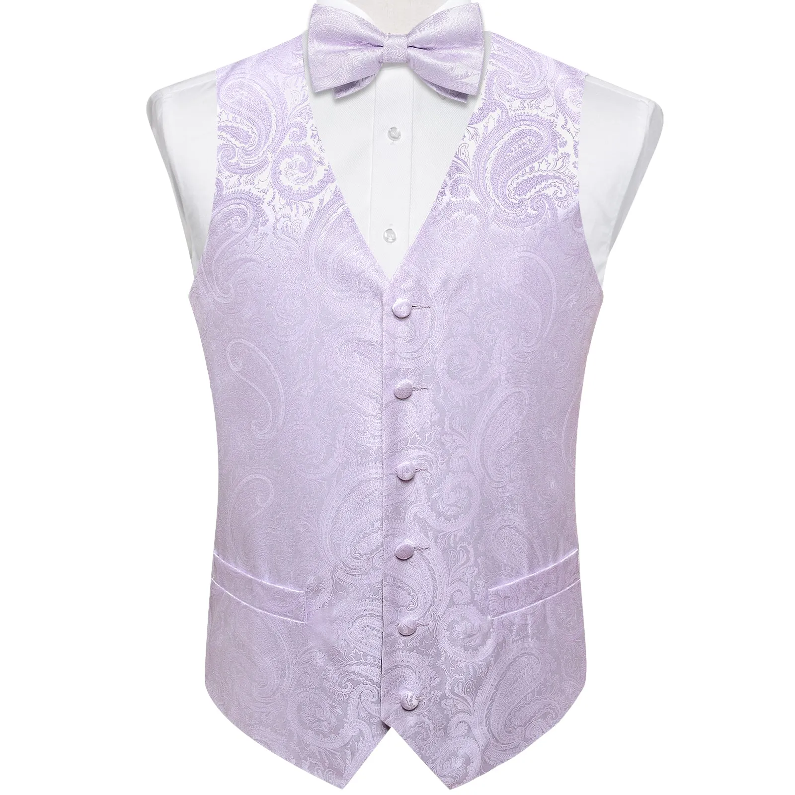 Ties2you Men's Vest Light Plum Paisley Vest Bow Tie Set