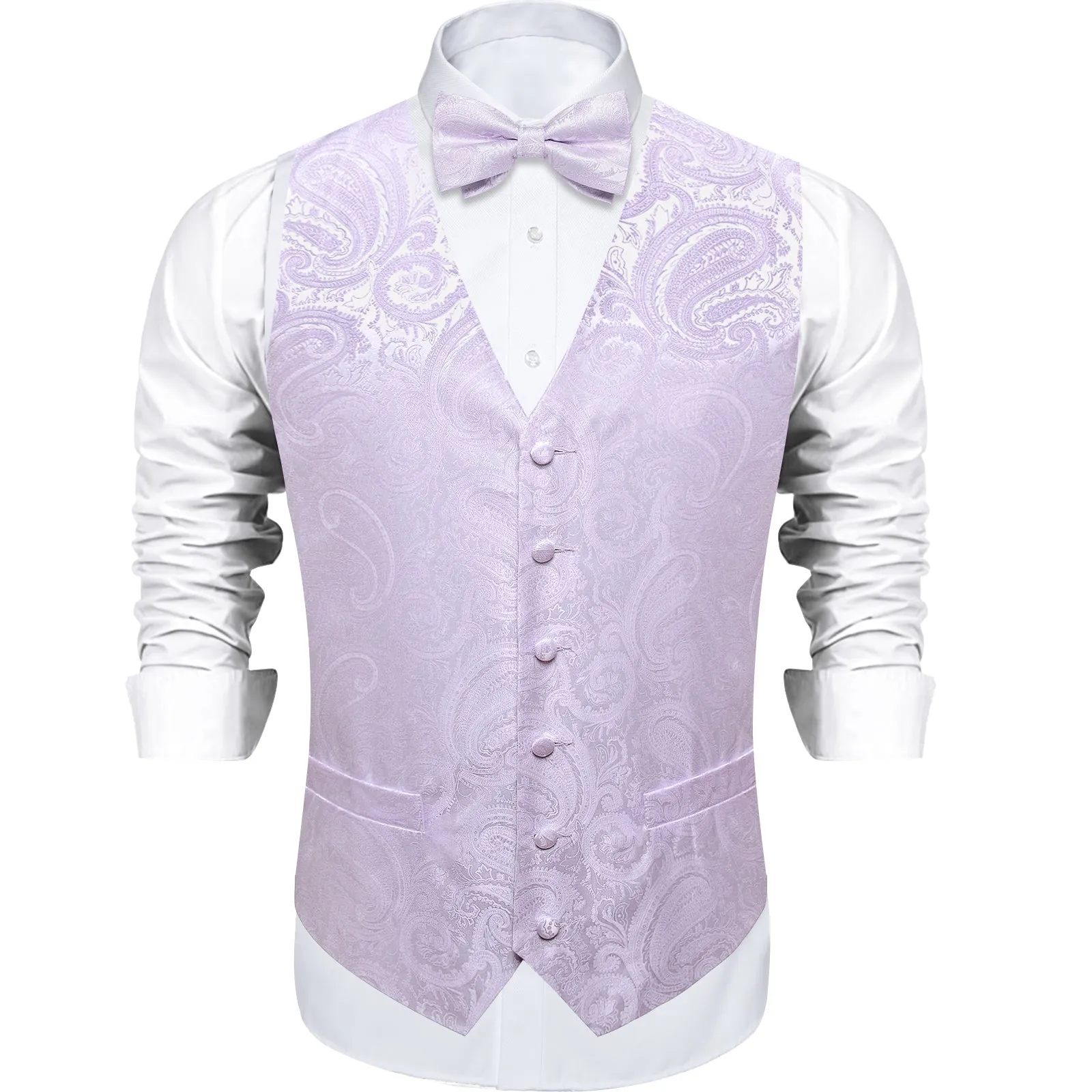 Ties2you Men's Vest Light Plum Paisley Vest Bow Tie Set