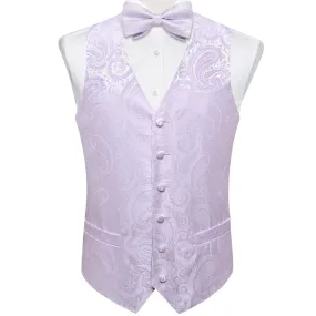 Ties2you Men's Vest Light Plum Paisley Vest Bow Tie Set