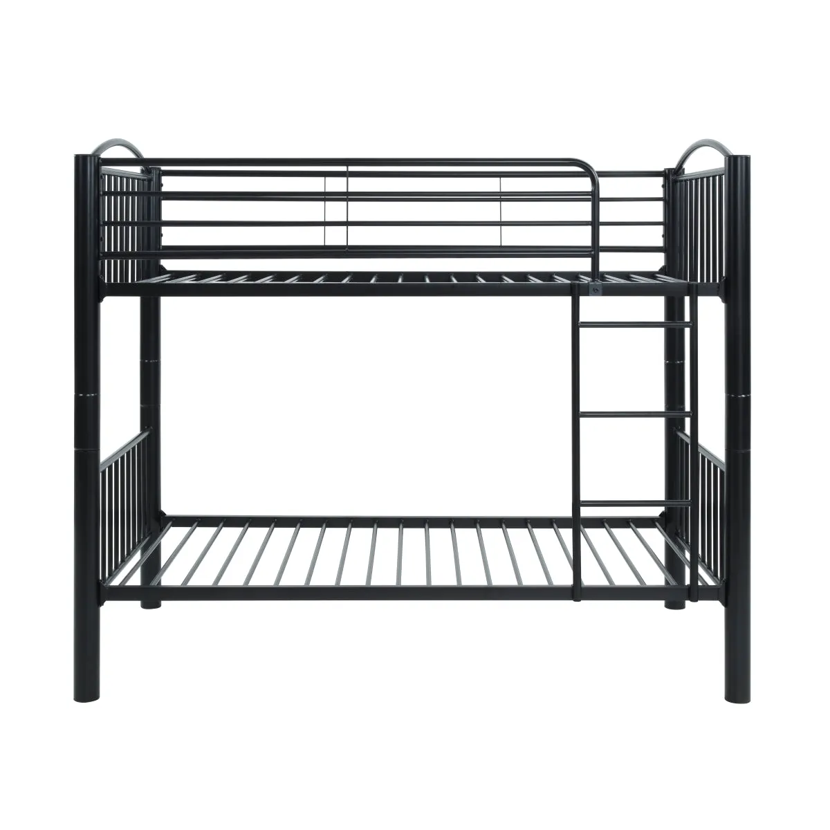 Twin/Twin Black Metal Bunk Bed with Guard Rails and Ladder