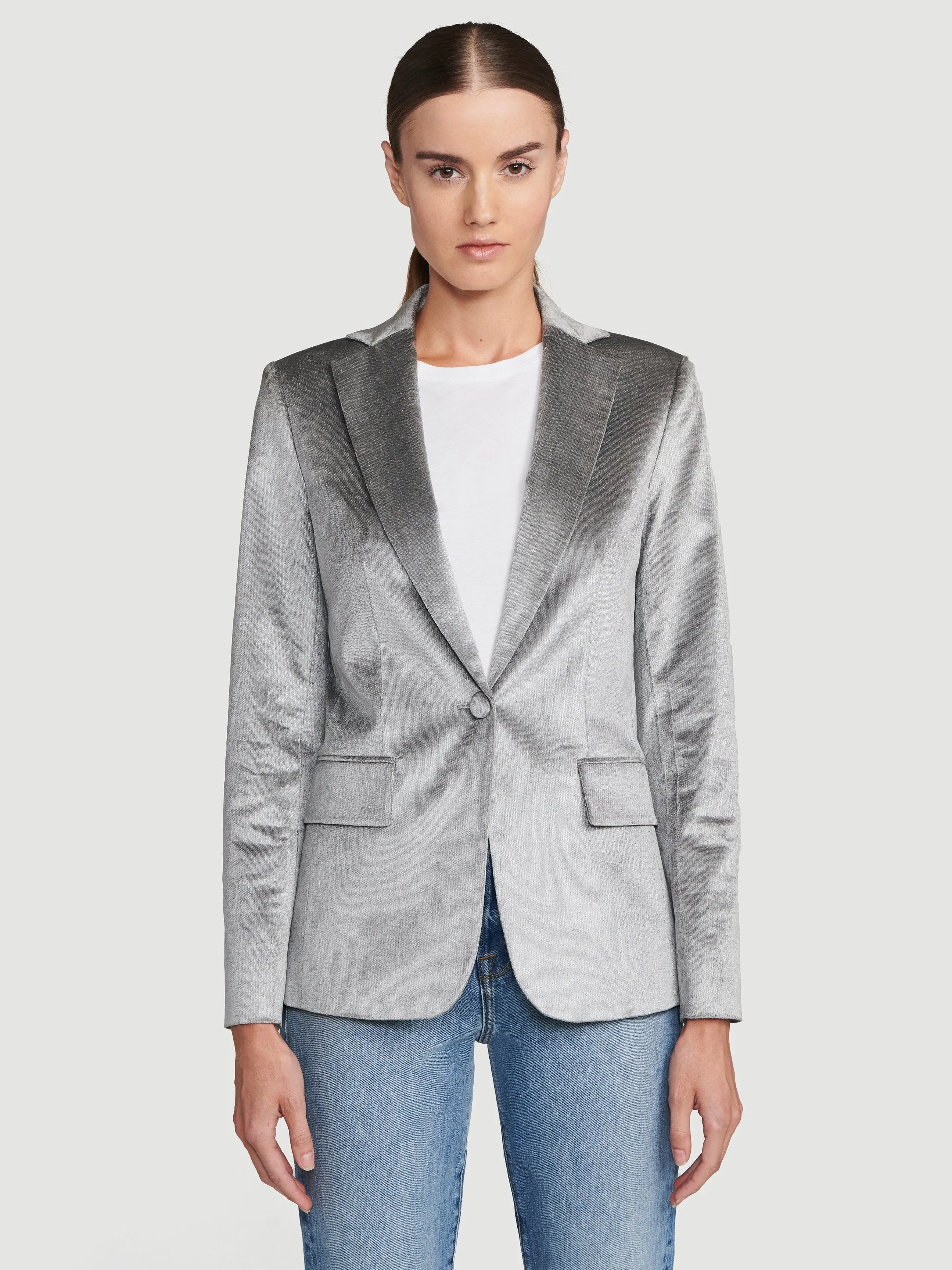 Velvet Classic Blazer -- Silver