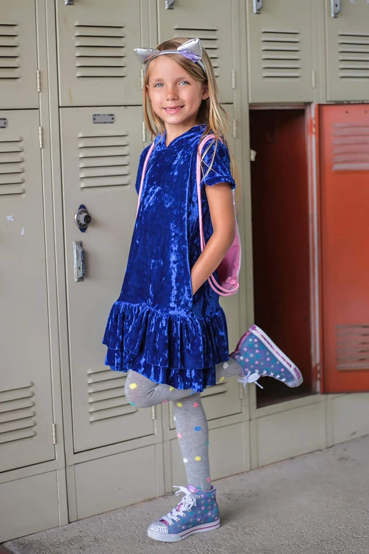 Velvet Hoodie Ruffle Girls Dress