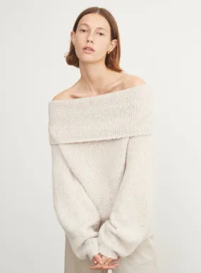 Vince - Off Shoulder Pullover in Heather Pearl Oat