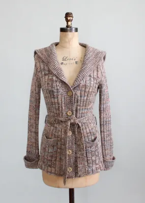 Vintage 1970s Shawl Collar Belted Cardigan