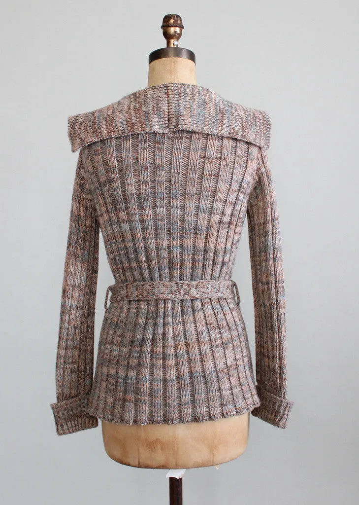 Vintage 1970s Shawl Collar Belted Cardigan