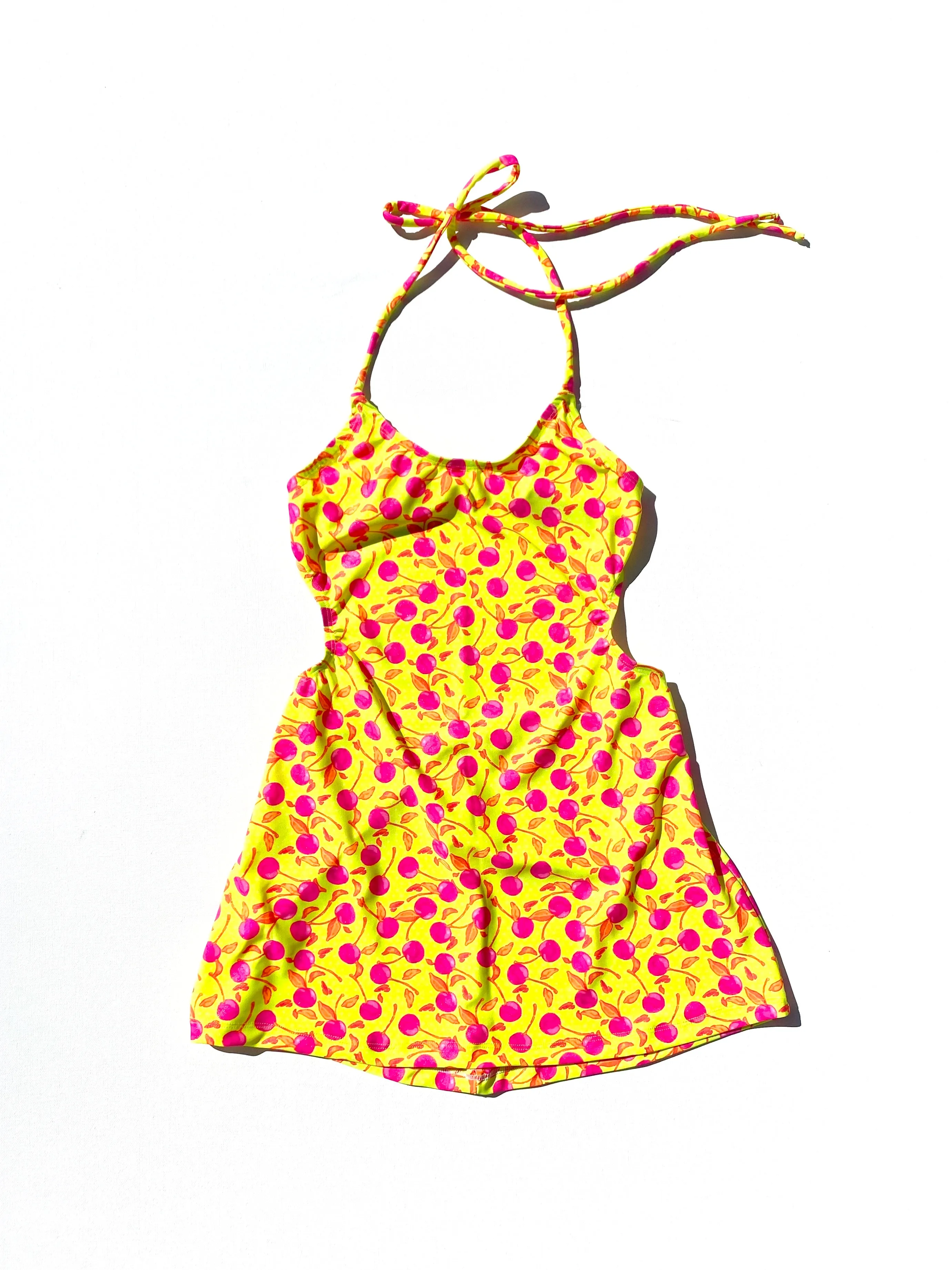 VINTAGE: Halter Dress - Bright Cherry