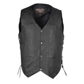 VL915S Vance Leather Men's Ten Pocket Vest of Basic Leather