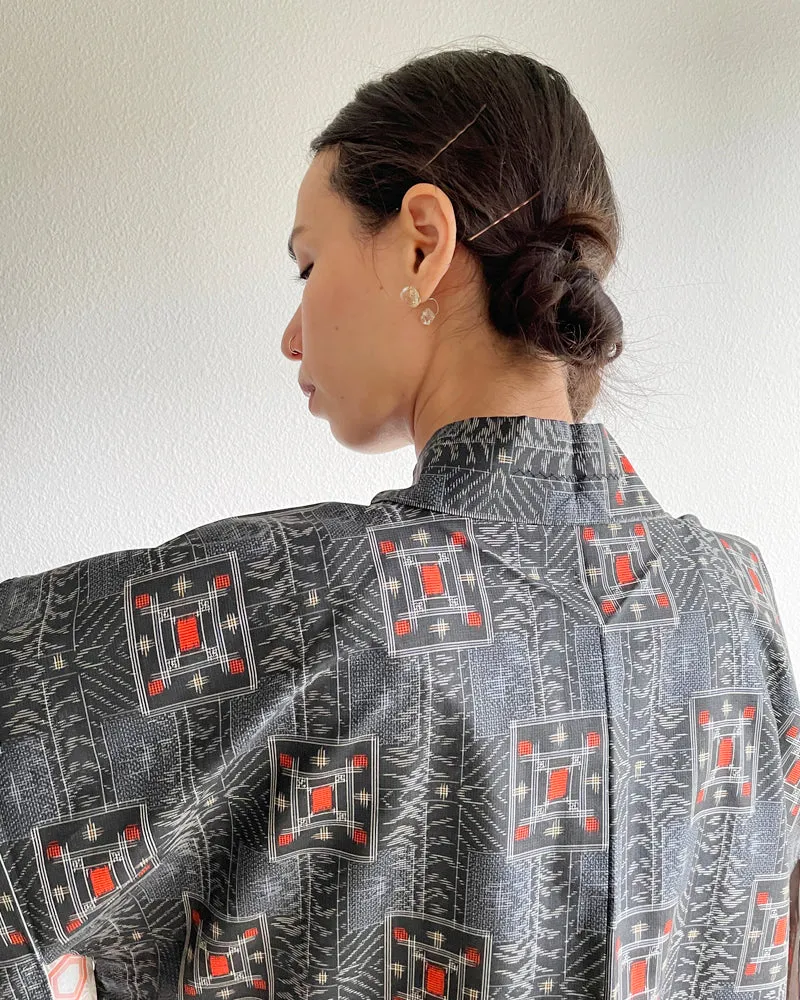 Wabi Sabi Pattern Oshima Tsumugi Haori Kimono Jacket