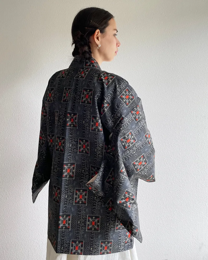 Wabi Sabi Pattern Oshima Tsumugi Haori Kimono Jacket