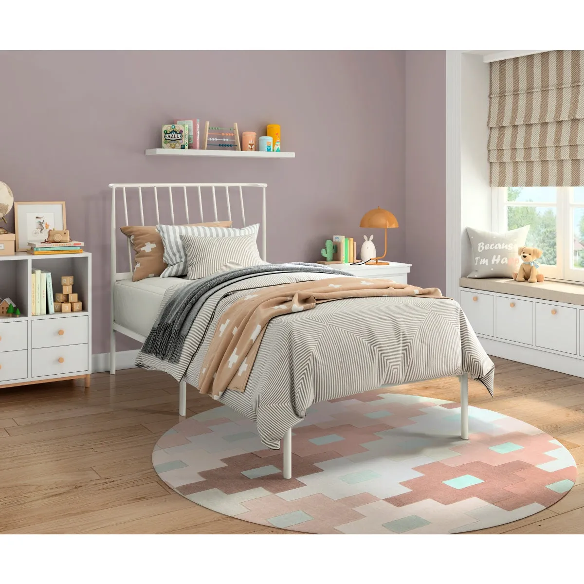 White Twin Platform Bed - Modern & Sturdy Design