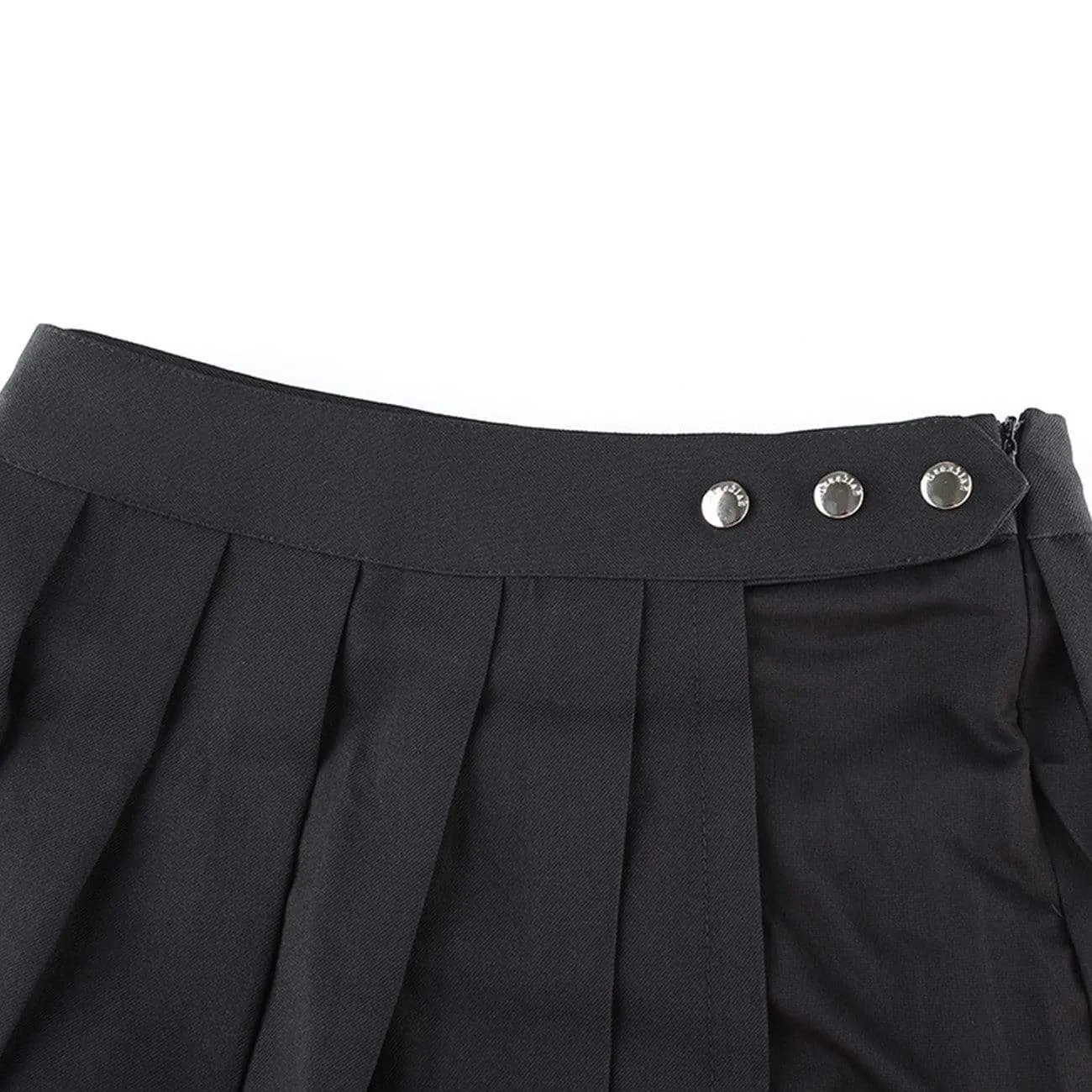 WLS Dark Fake Two-piece Strap Pleated Skirt