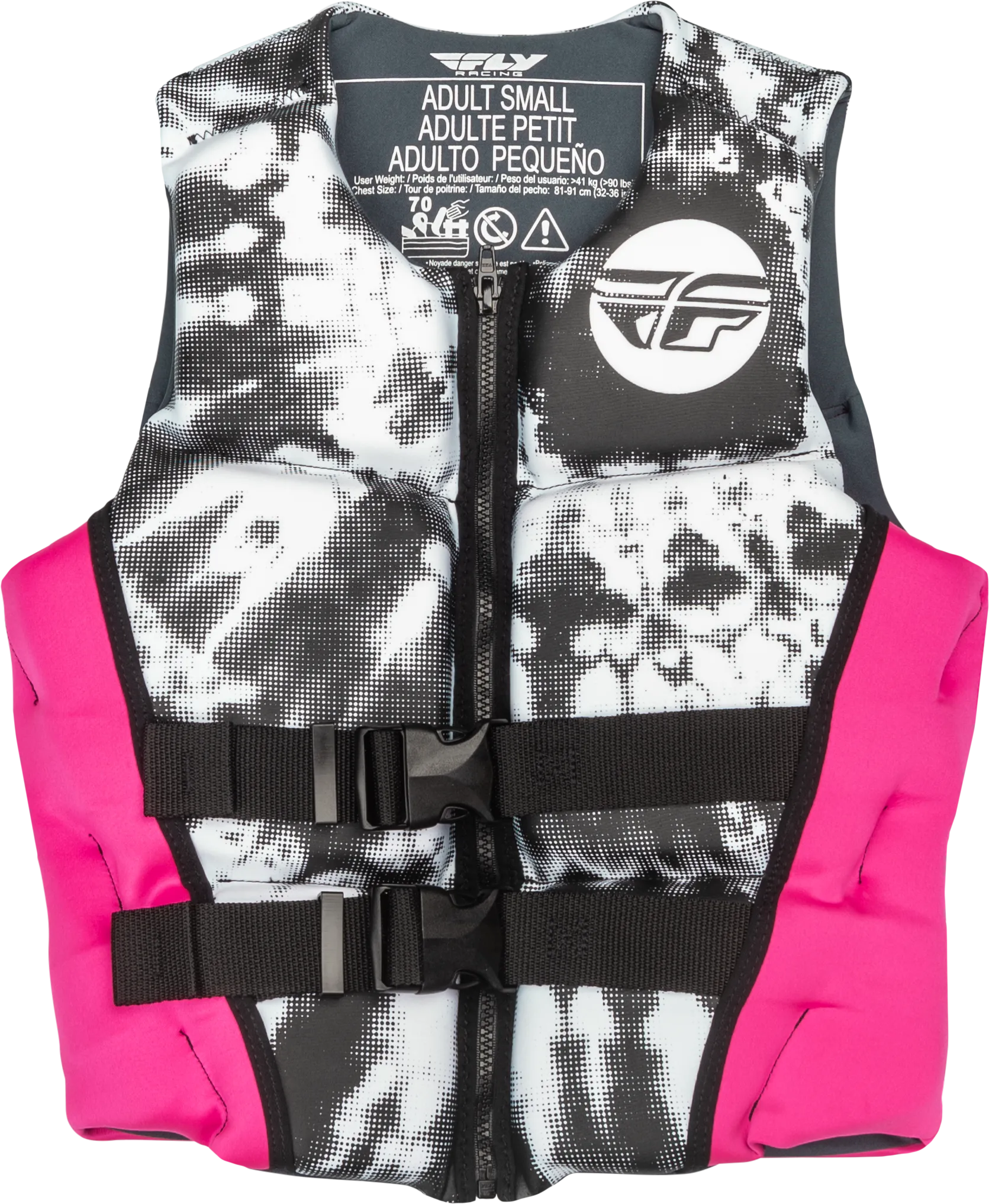 WMN'S NEOPRENE FLOTATION VEST NEON PINK/WHITE/BLACK LG