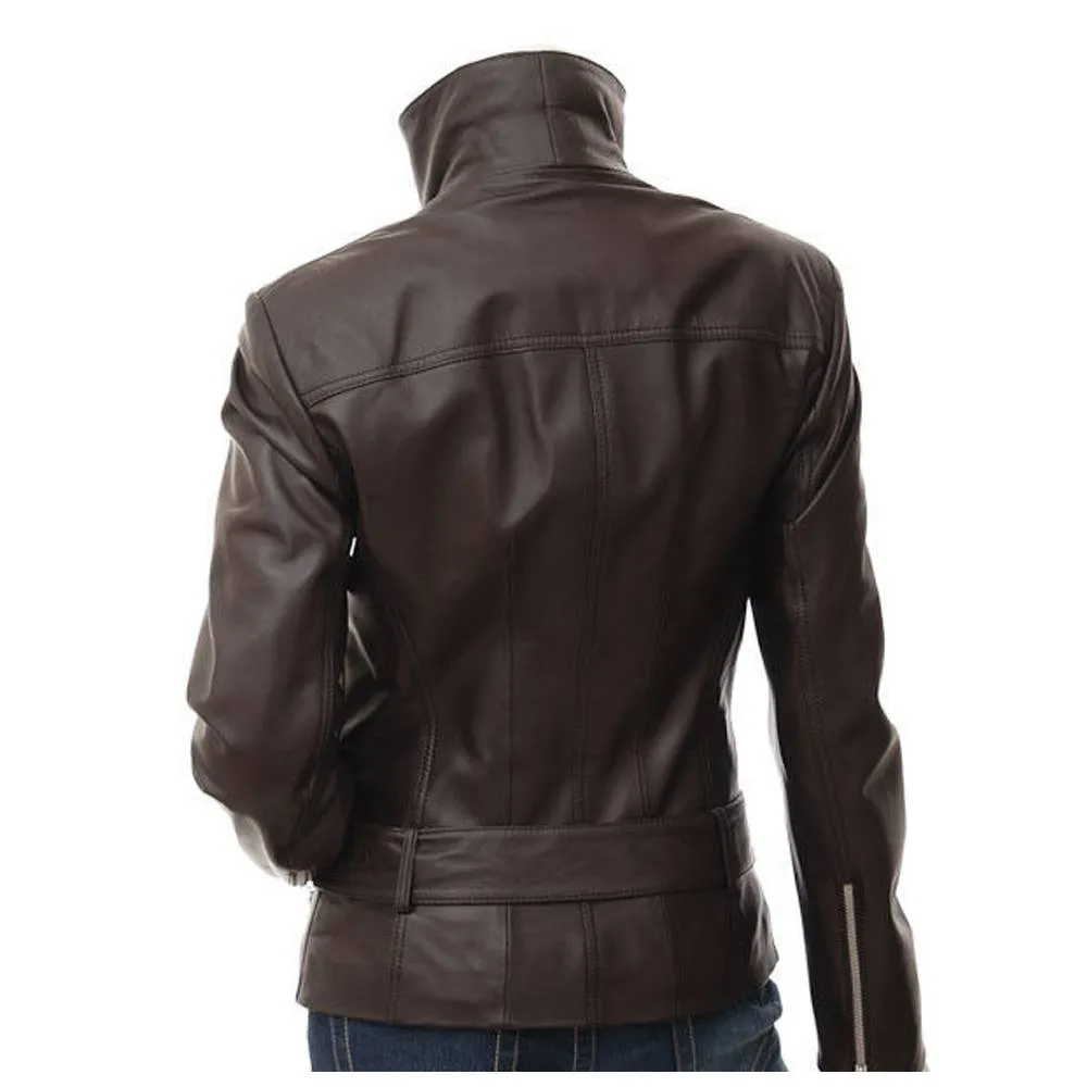 Women Retro Emma Peel Leather Jacket