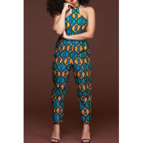 Women Sleeveless Printed Strapless Jumpsuit - WJC63508