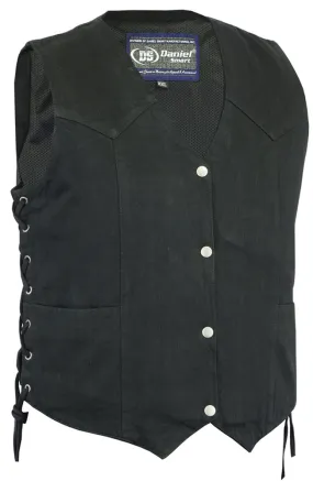 Women's Black Denim Classic Side Lace Vest