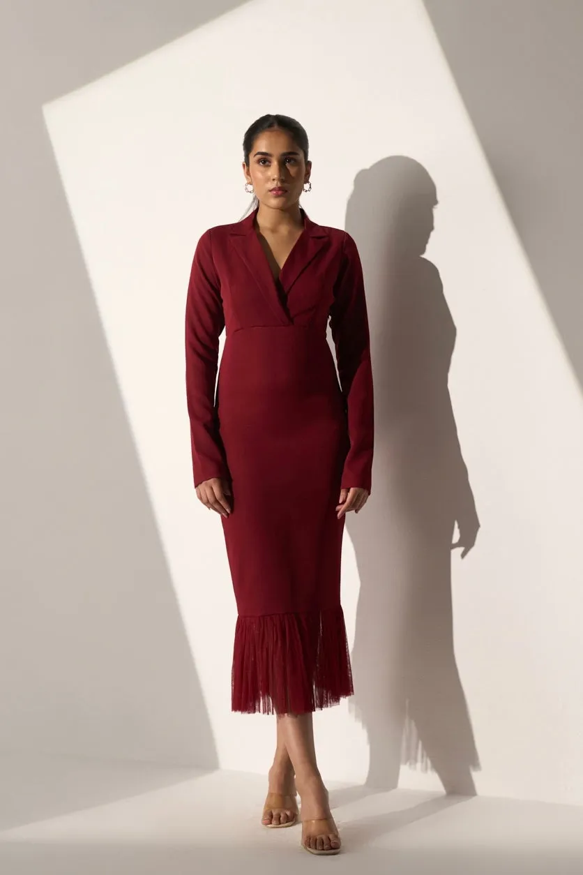 Women's Everyday Maroon Blazer dress