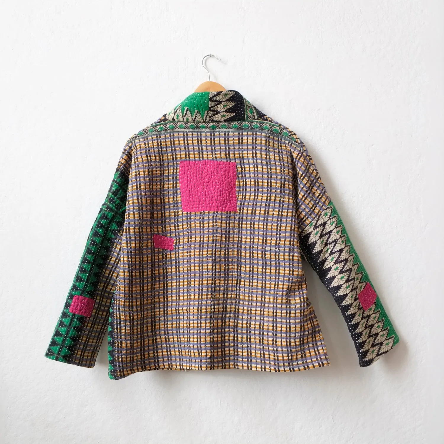 XXS Handdrawn Plaid with Green Anoushka Jacket LM107