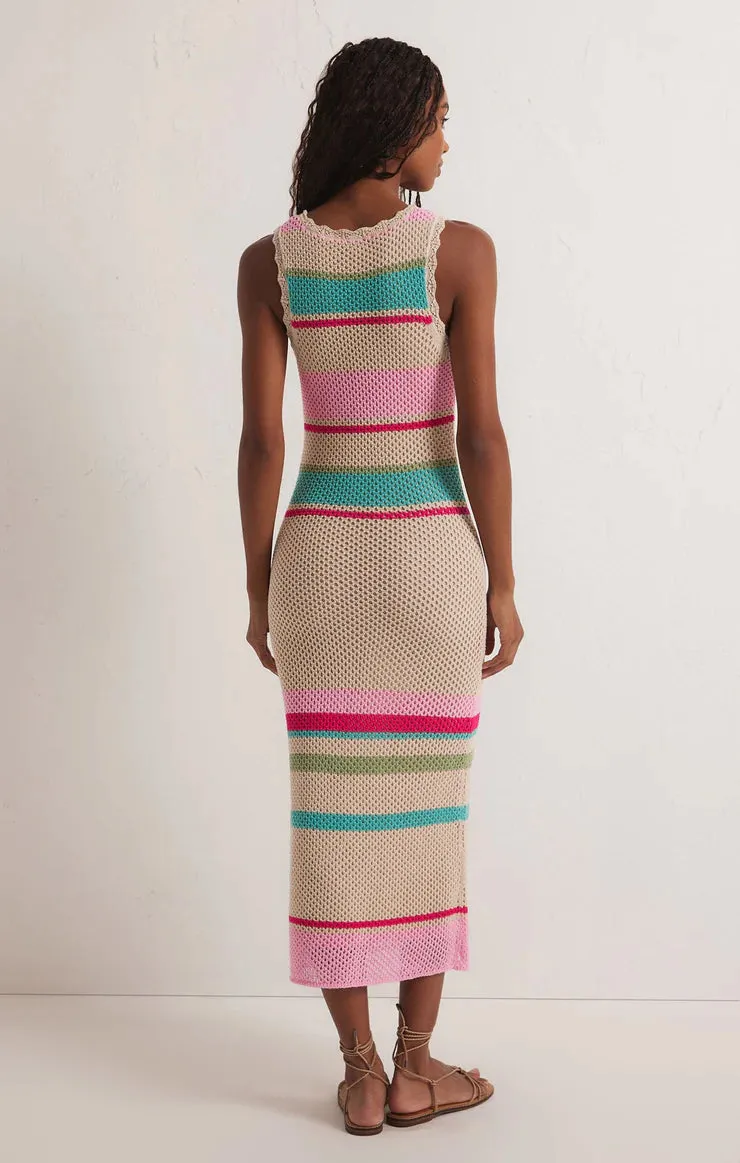 Z SUPPLY IBIZA STRIPE CROCHET SWEATER DRESS