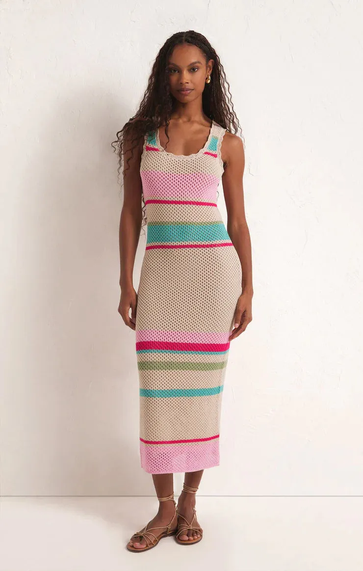 Z SUPPLY IBIZA STRIPE CROCHET SWEATER DRESS